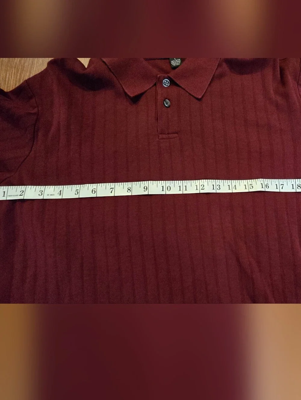 Alfani Men's Wine-Red Ribbed Polo - Large